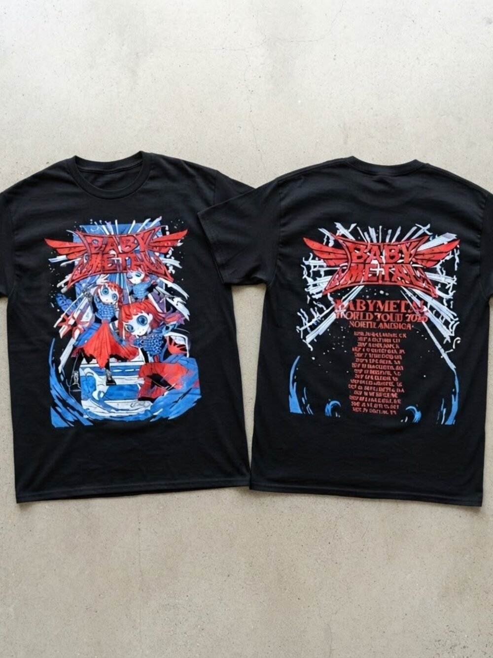 Babymetal North America Tour 2026 Anime Graphic Black T-Shirt S-4XL